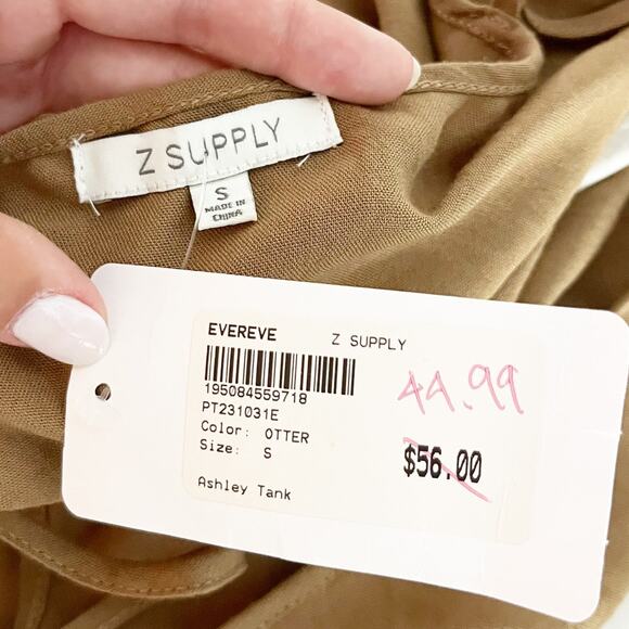 Z Supply Seashore Wide Leg Pants Matching Ashley Cami Tank Otter Brown XS / S - Picture 4 of 10